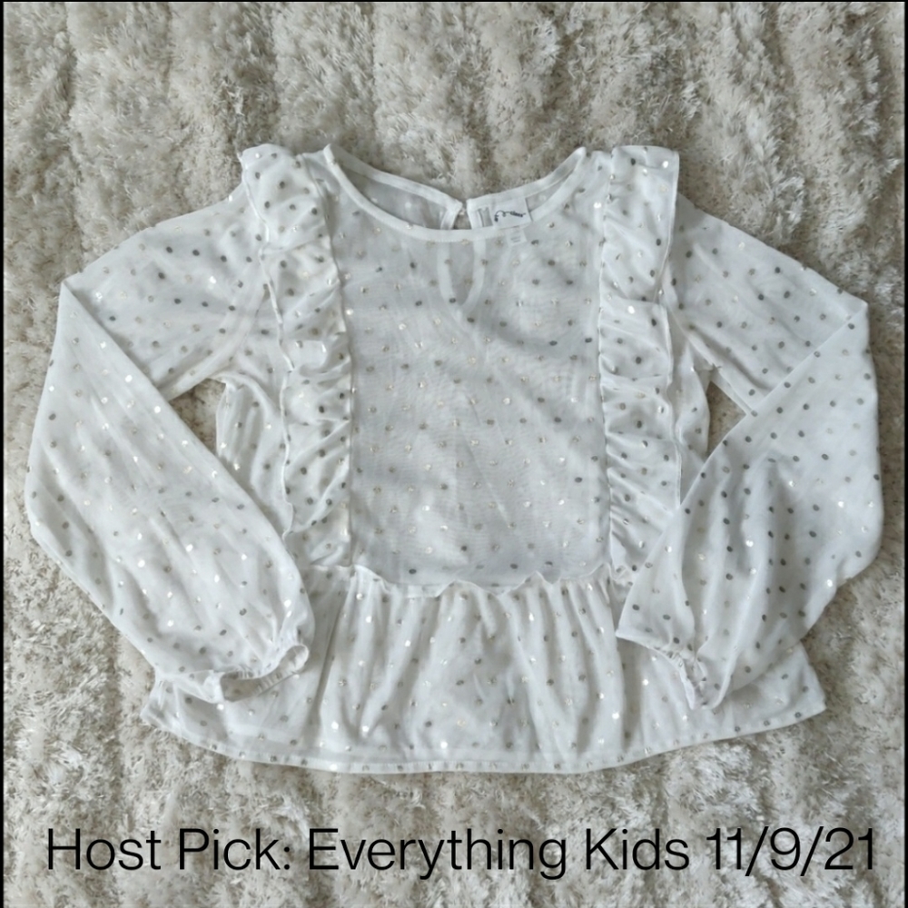 🎉HP🎉 EUC Girl's sheer ruffle blouse